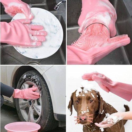 Silicone Washing Full Finger Gloves – For Home